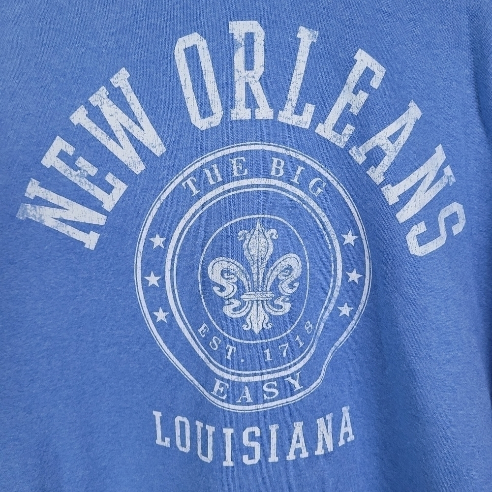 NEW New Orleans The Big Easy Louisiana Men’s Sweatshirt Hoodie Denim Blue Sz XXL - Picture 2 of 7